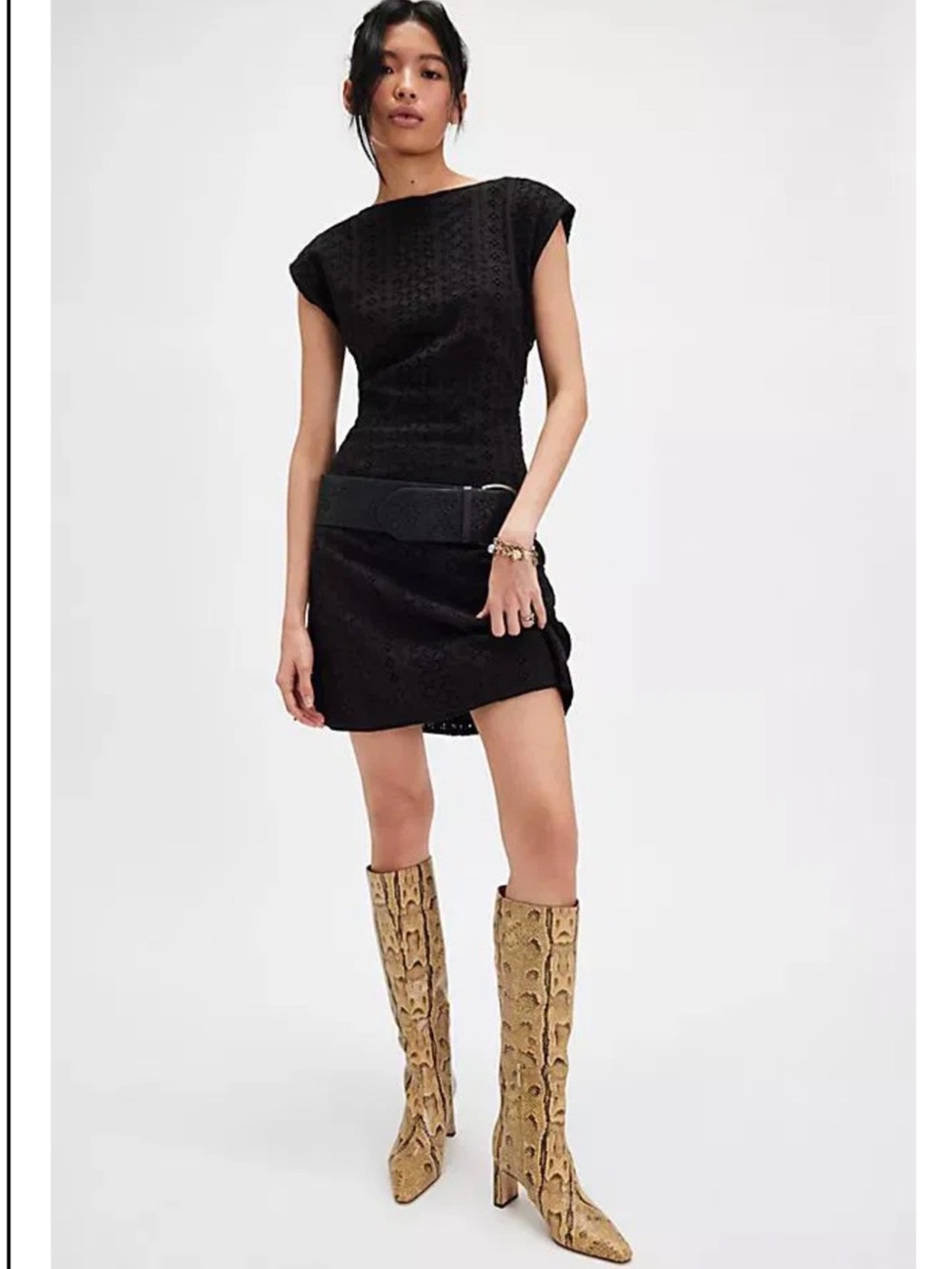 Free People Remember Me Mini Dress Black Eyelet Shift Dress Boho Women’s S NWOT